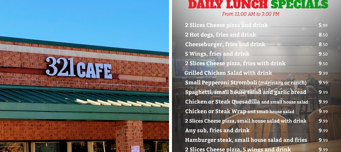 321 Cafe Menu